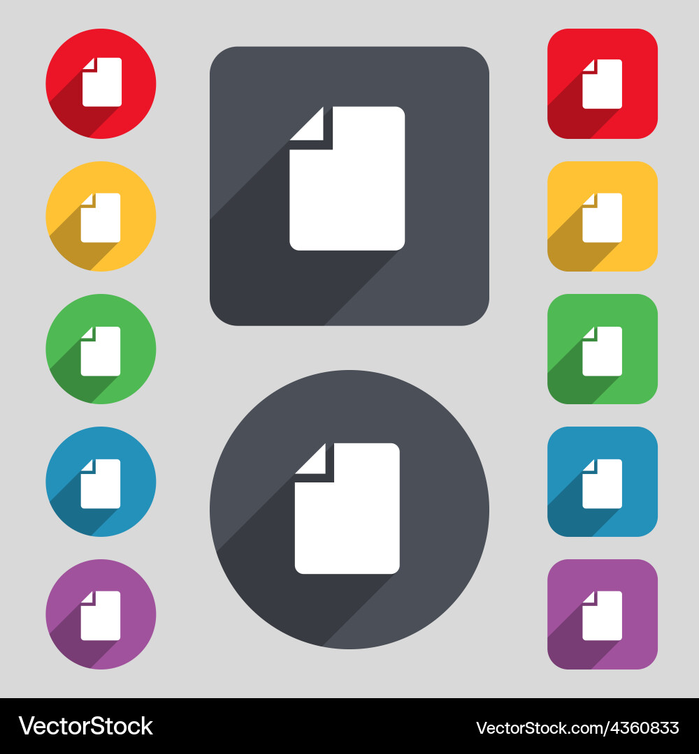 Text file icon sign a set of 12 colored buttons Vector Image