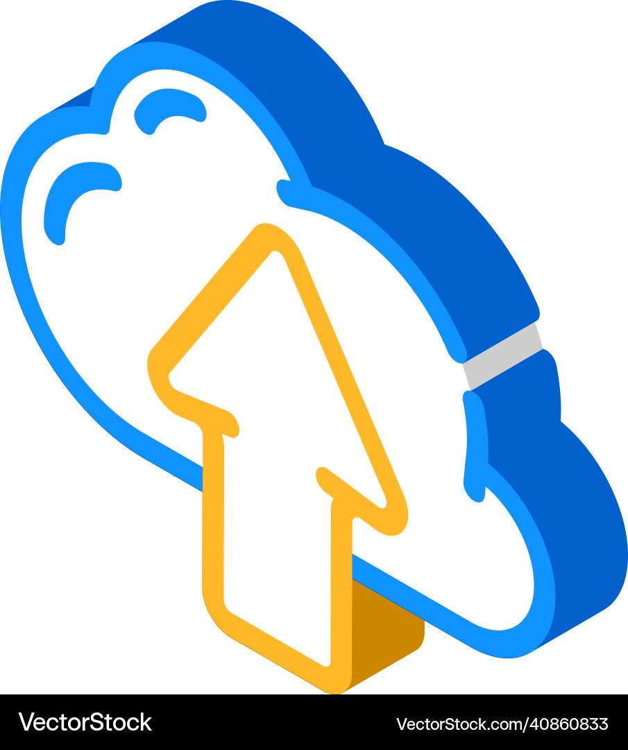 Upload file in cloud storage isometric icon Upload file in cloud storage isometric icon vector image
