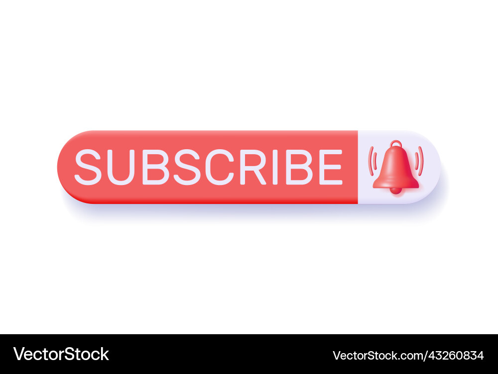 3d subscribe bar with bell button isolated vector image