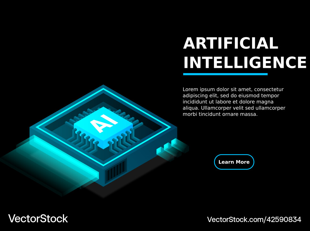 Artificial intelligence ai web banner isometric Artificial intelligence ai web banner isometric vector image