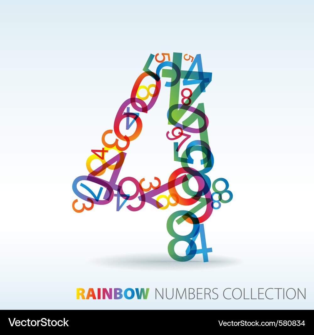 Colorful Number Four Sequence vector image