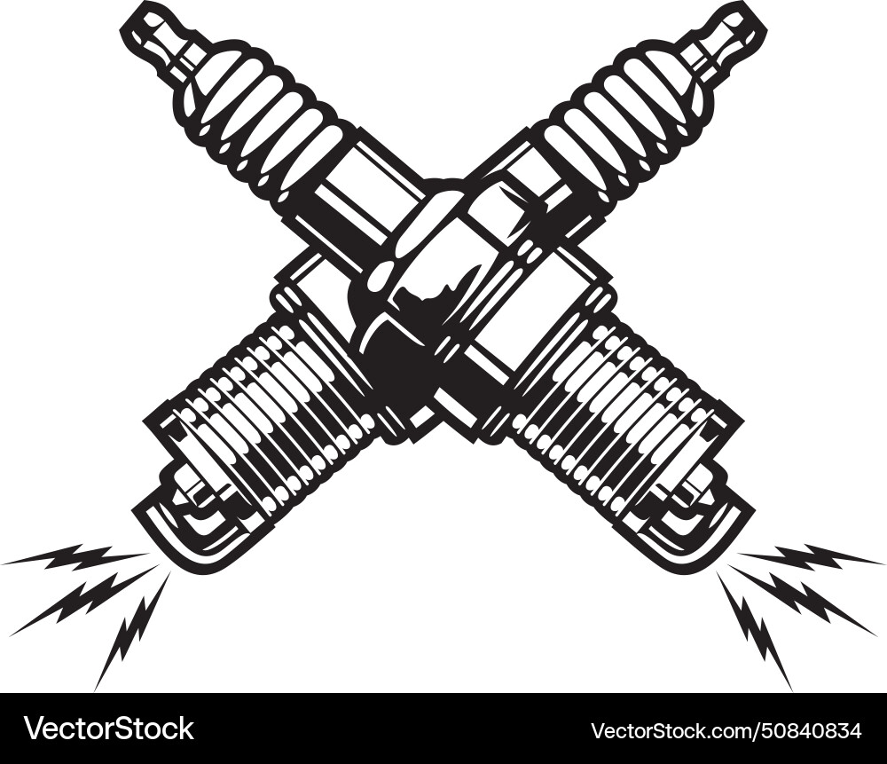Crossed spark plugs Royalty Free Vector Image VectorStock