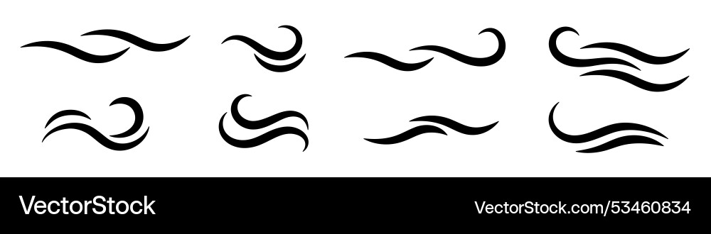Curved abstract wave and flow icon set vector image