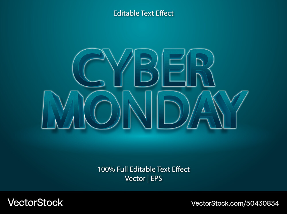 Cyber monday editable text effect retro style Vector Image