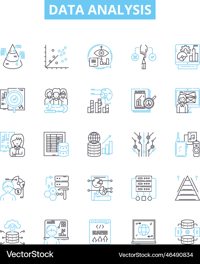 Data analysis line icons set analytics Data analysis line icons set analytics Vector Image