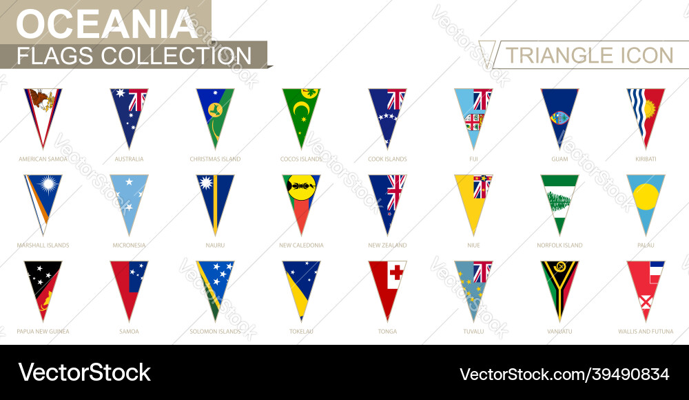 Flags of oceania all oceanian triangle icon Flags of oceania all oceanian triangle icon Vector Image