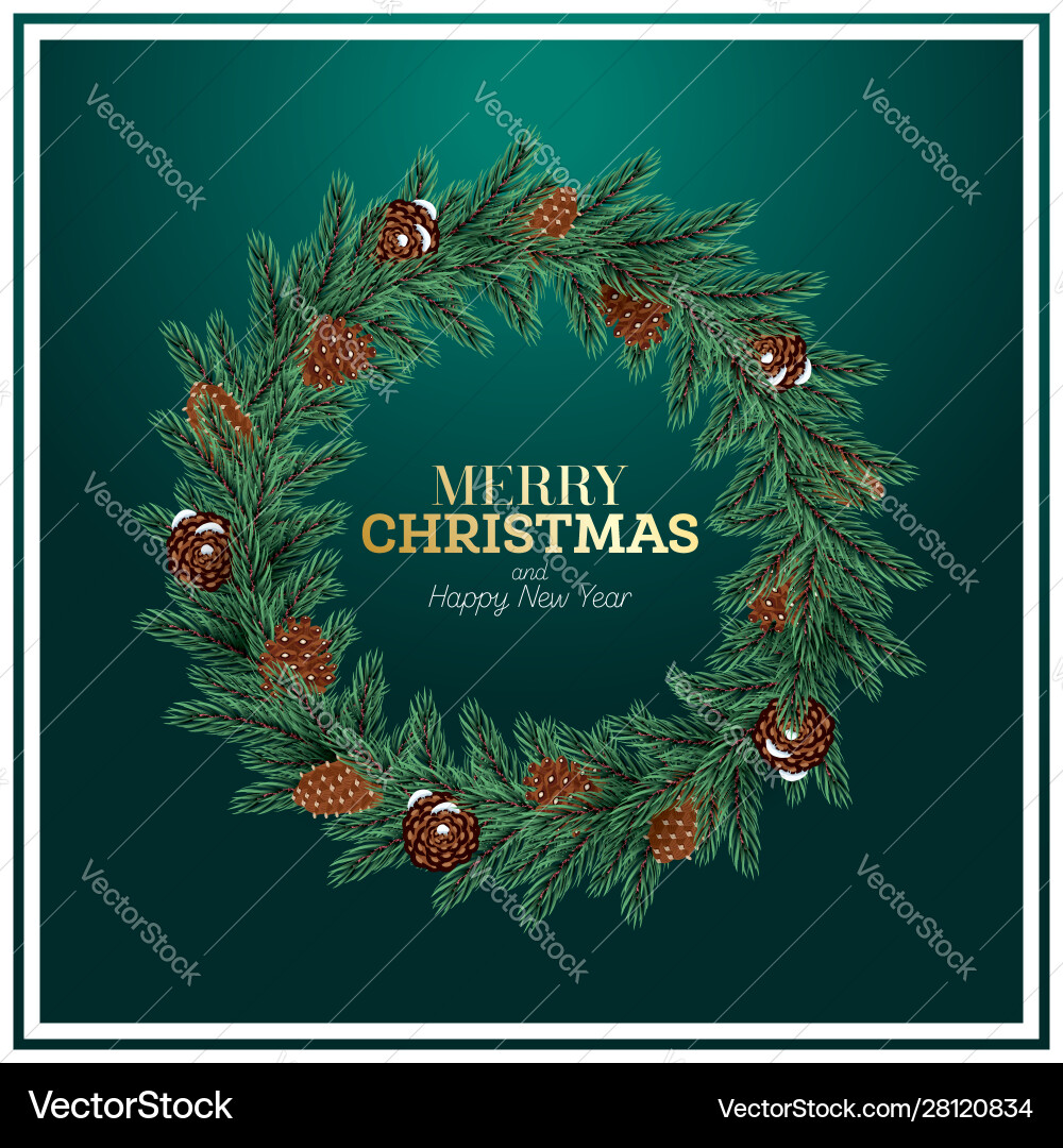 Grüner Weihnachtskranz mit Fir Branchen und Kegeln Vektorbild