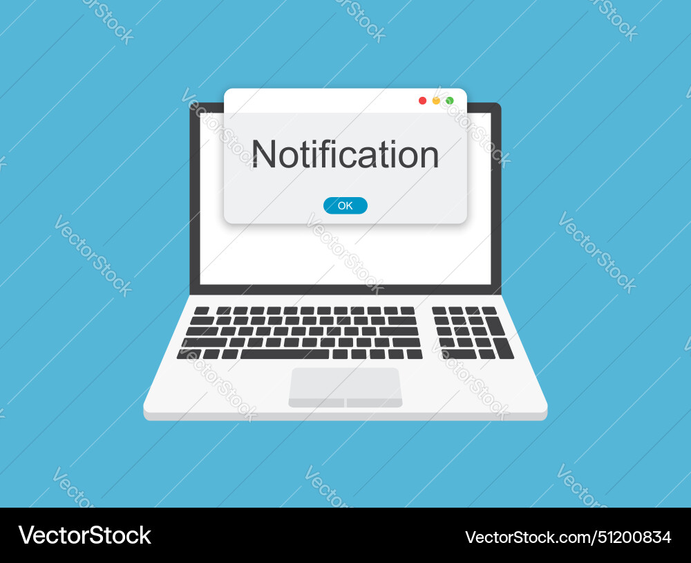 Laptop notification icon in flat style computer Laptop notification icon in flat style computer vector image