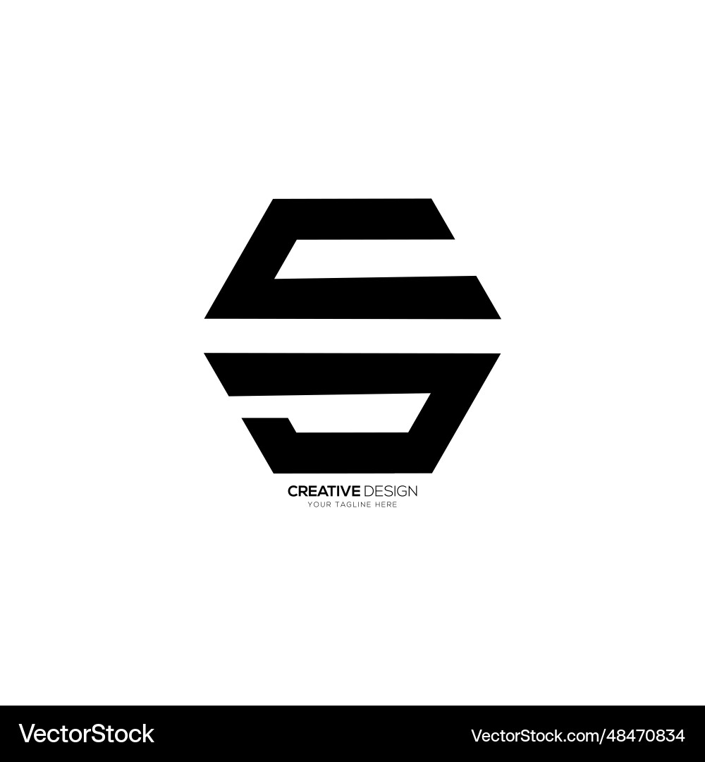 Letter c s d initial hexagonal unique shape Vector Image