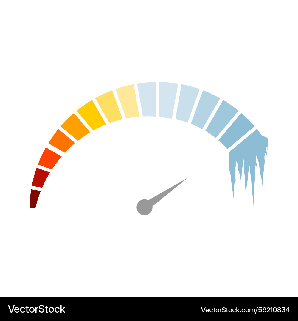 Meter scale with arrow and ice the temperature Meter scale with arrow and ice the temperature vector image