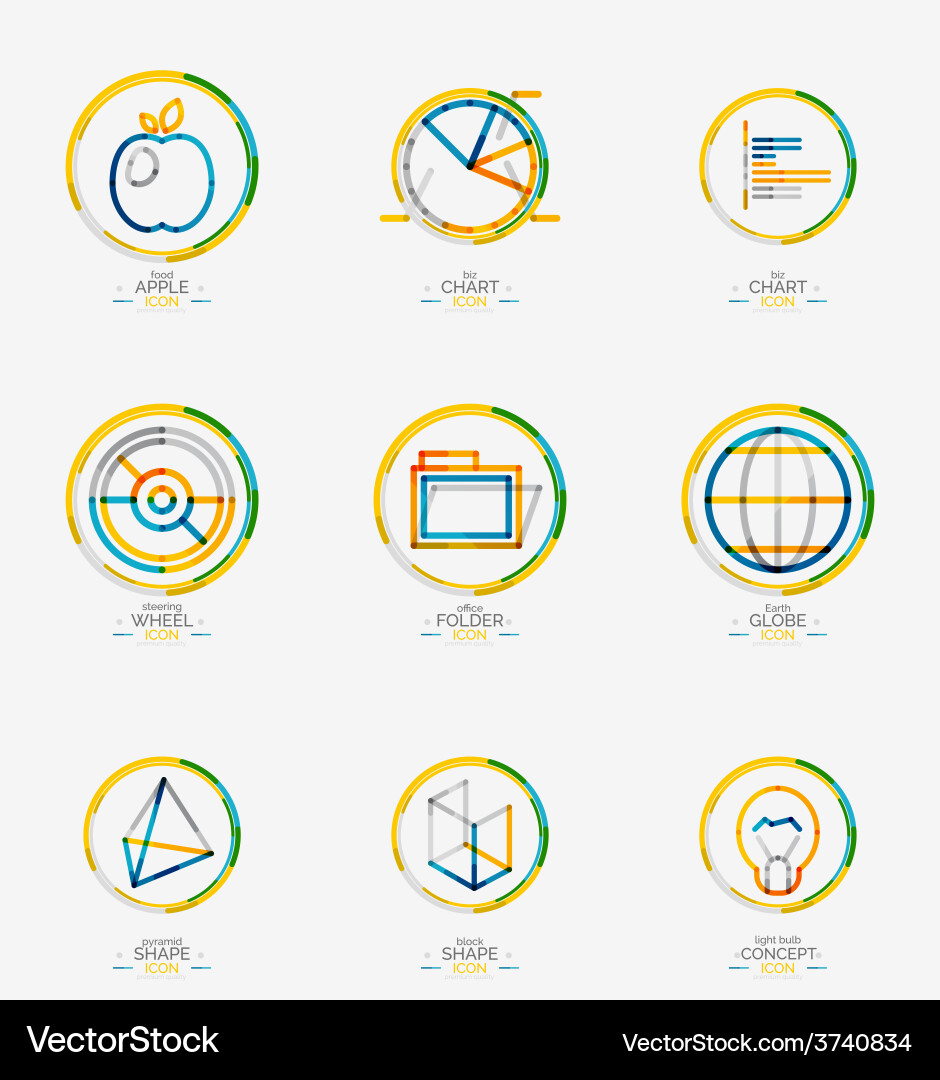 Minimal thin line design web icon set Vector Image
