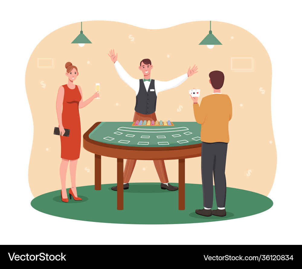 Männliche und weibliche Charaktere spielen Casino Männliche und weibliche Charaktere spielen Casino vektorbild