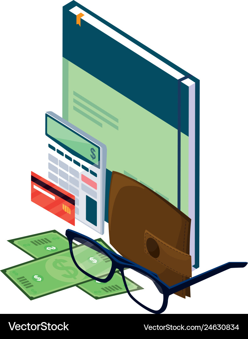 Office notepad with set items Office notepad with set items vector image