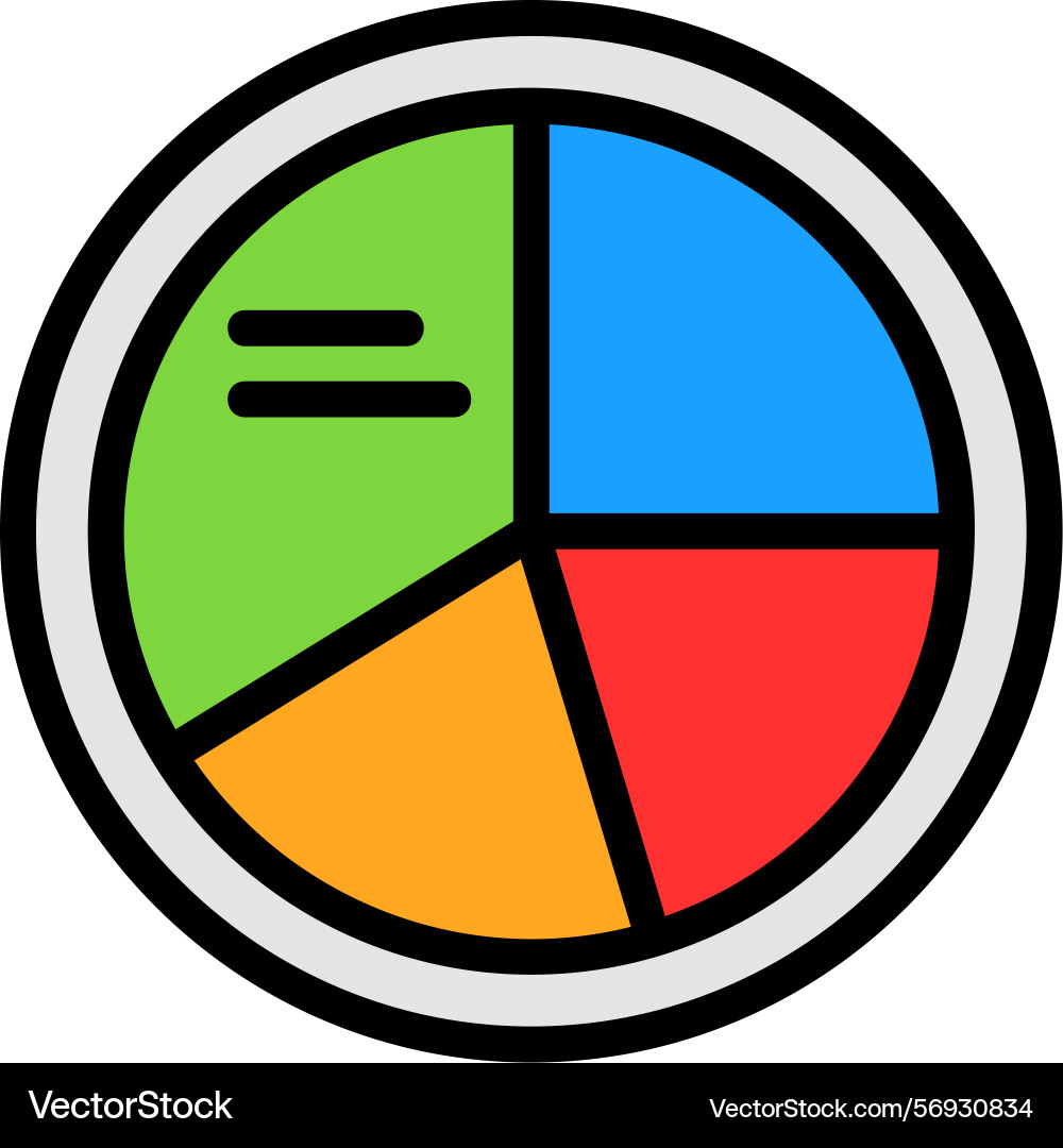 Pie chart line filled style icon design vector image