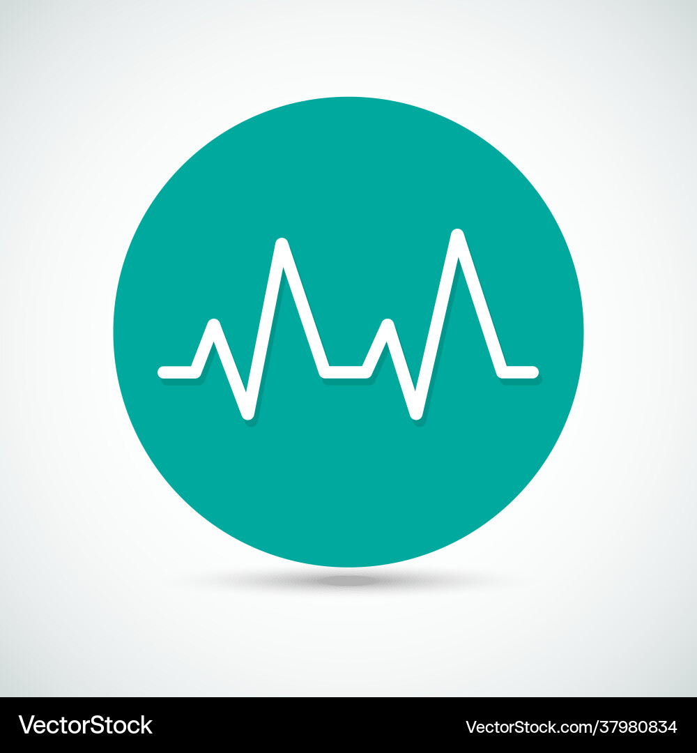 Pulse heart rate icon in flat style with shadow Vector Image