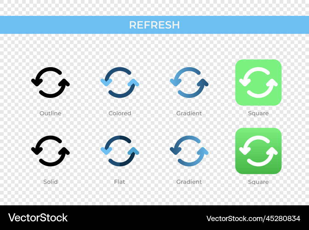 Refresh icon in different style icons Refresh icon in different style icons vector image