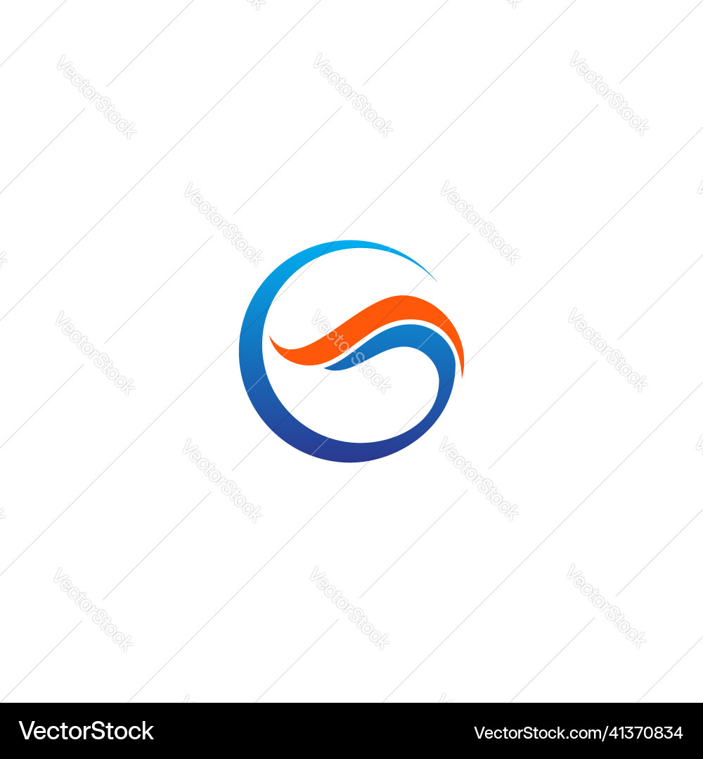 Round g initial wave abstract logo vector image
