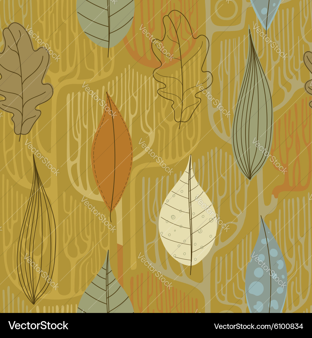 Seamless pattern with a stylized trees fall vector image
