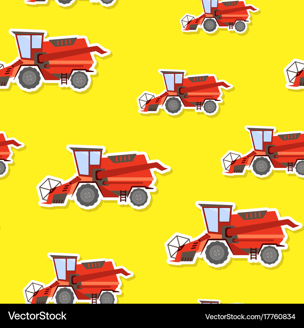 Seamless pattern with farm combine vector image