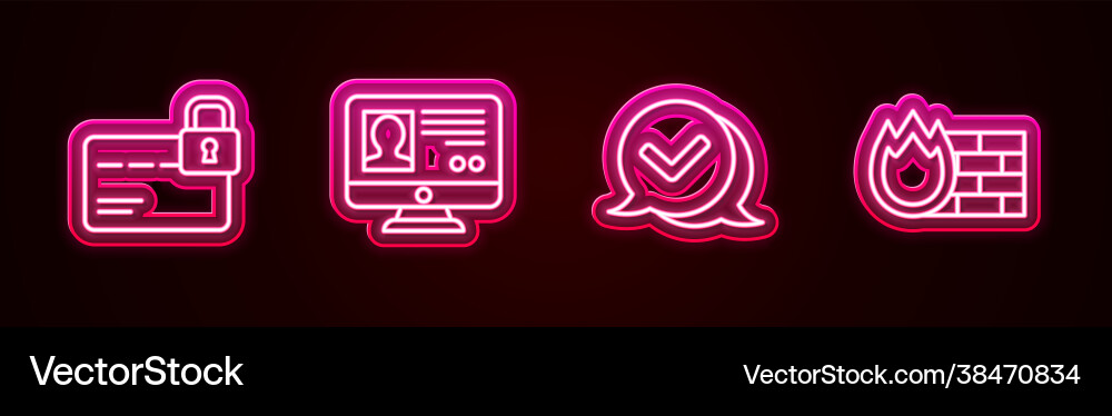Set line credit card with lock create account Vector Image