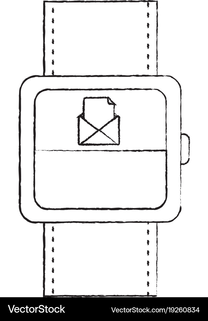 Smart watch with incoming message mail icon vector image