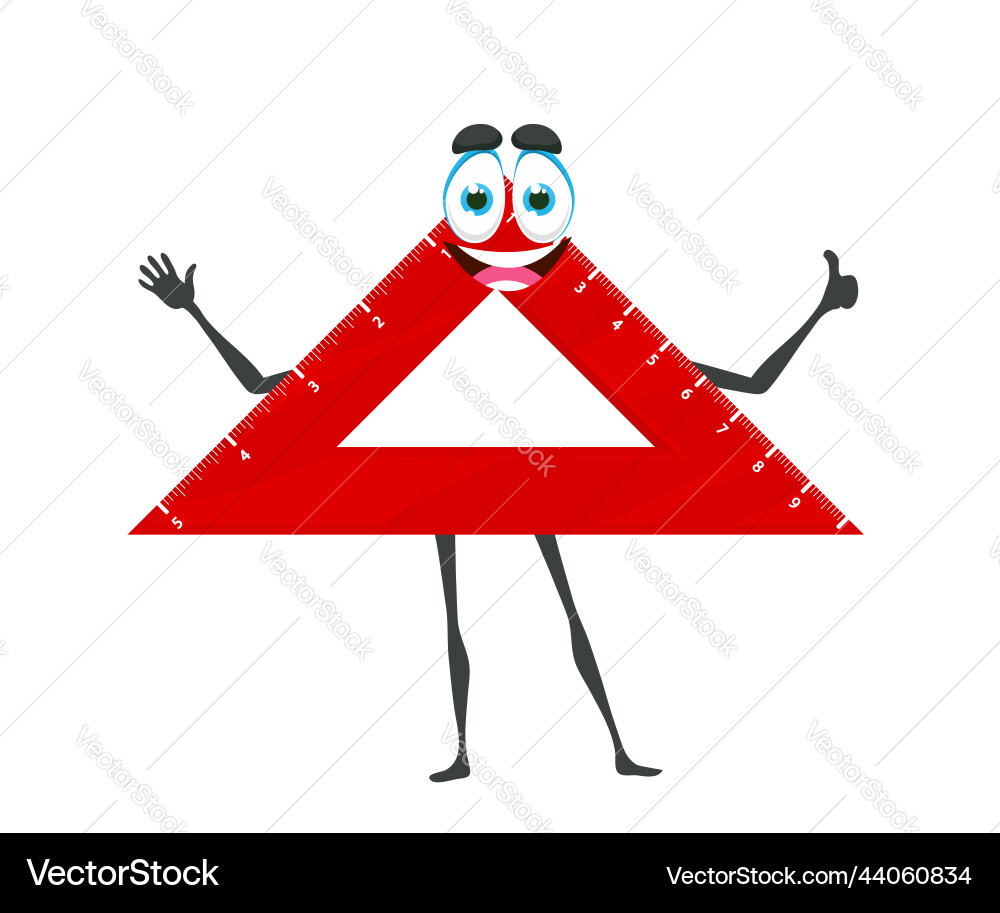 Smiling Plastic Triangle Ruler Character Vector Image