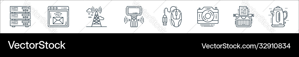 Technology devices line icons linear set quality Technology devices line icons linear set quality vector image
