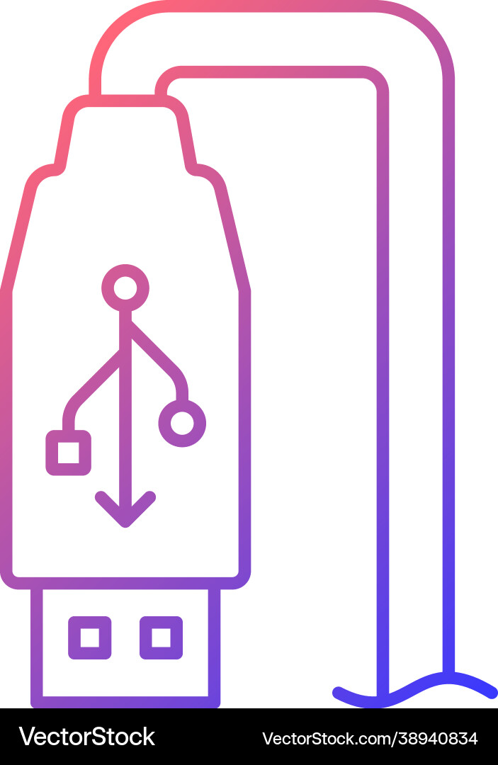 Usb output gradient linear manual label icon Usb output gradient linear manual label icon vector image