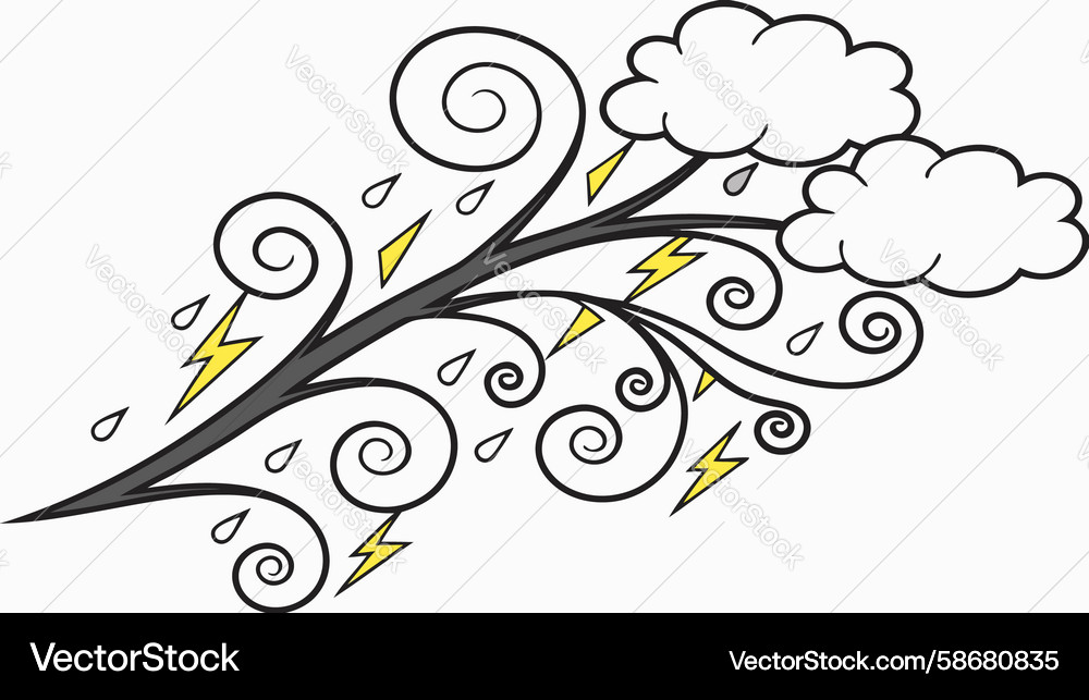 Abstract cloud and lightning swirl design element Vector Image