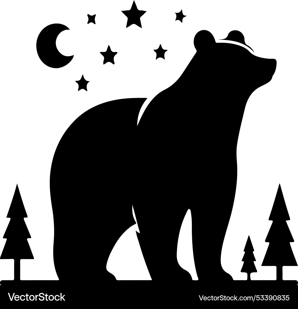 Bear silhouette flat icon for animal – Royalty-Free Vector | VectorStock, image size:1000x1037