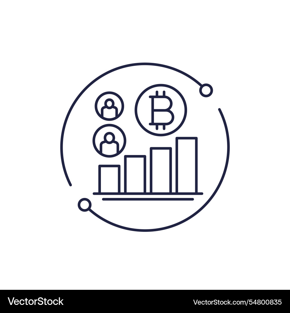 Bitcoin adoption users line icon with a graph vector image