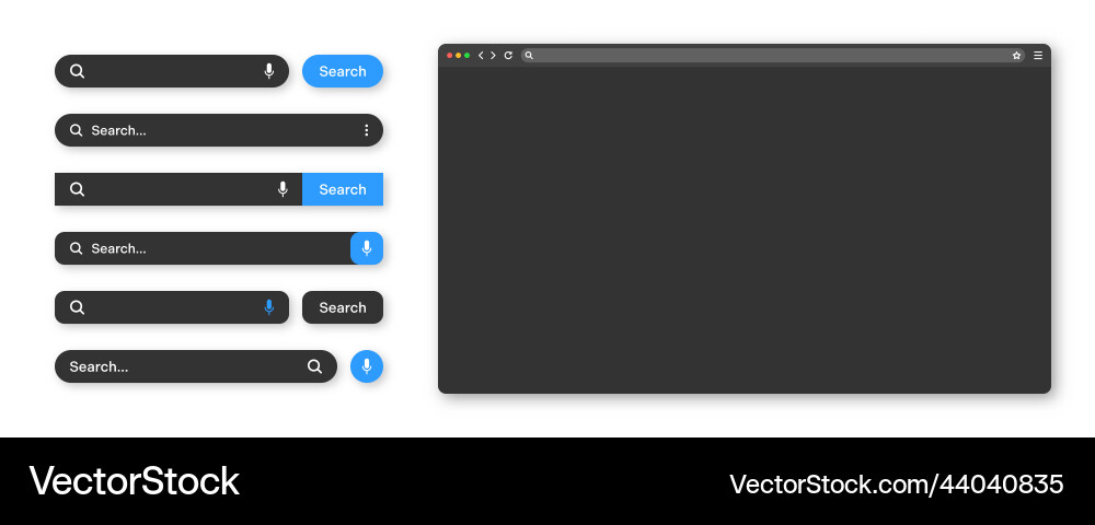 Blank internet browser window with various search Blank internet browser window with various search vector image