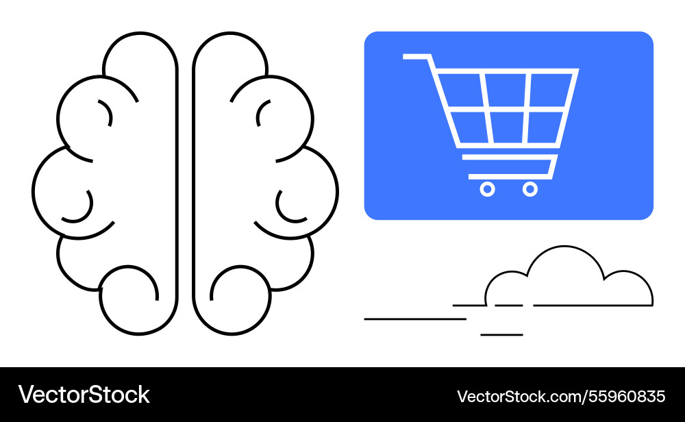 Brain and shopping cart representing artificial Brain and shopping cart representing artificial vector image