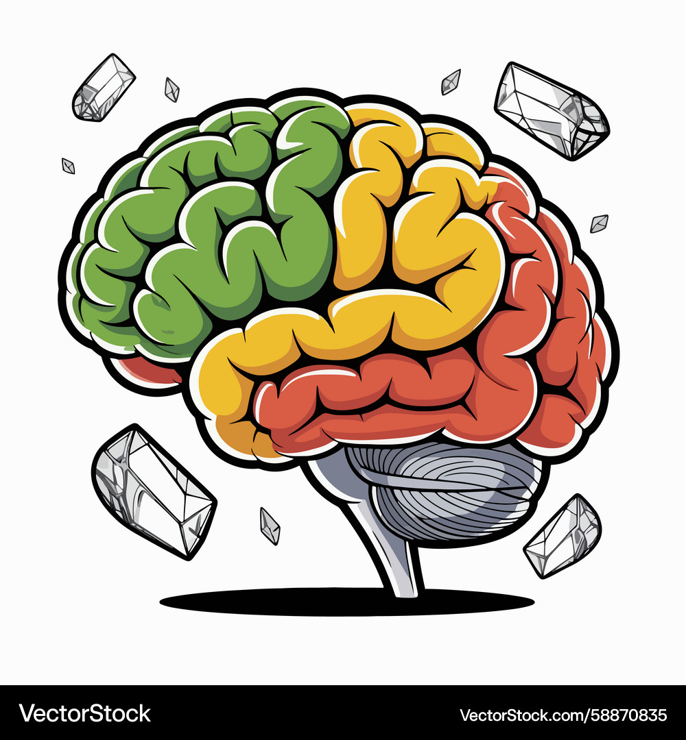 Colorful brain with floating rectangles Colorful brain with floating rectangles Vector Image