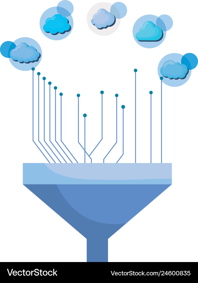 Connector circuit electronic with data icons vector image
