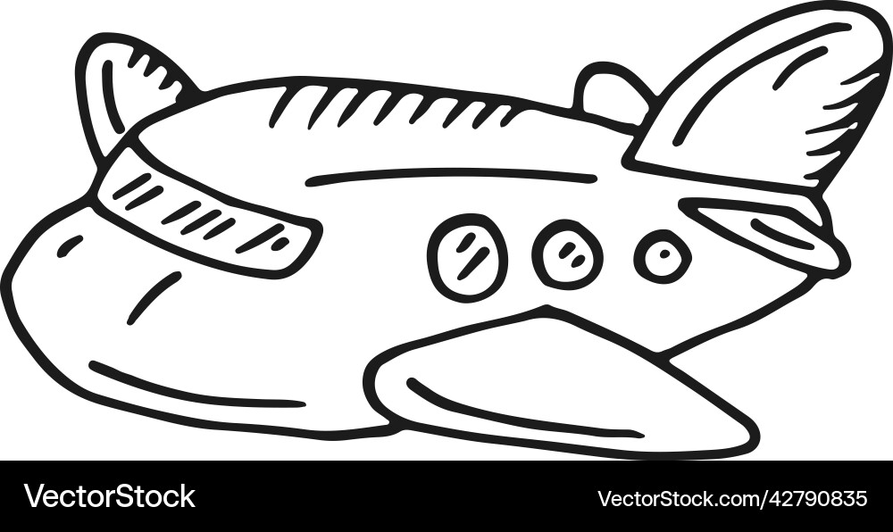 Cute airplane doodle black line plane sketch Cute airplane doodle black line plane sketch vector image