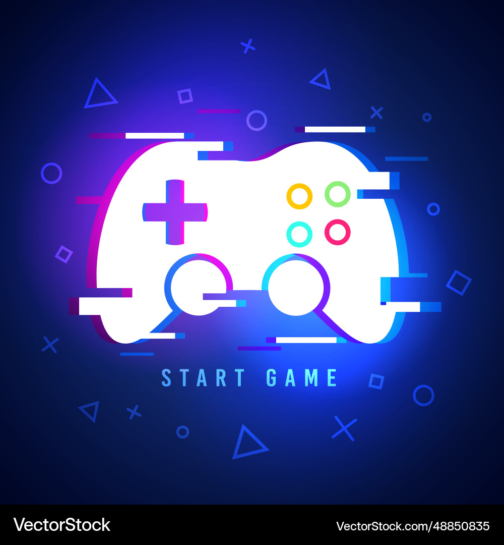 Cyber Glitch Game Controller vector image
