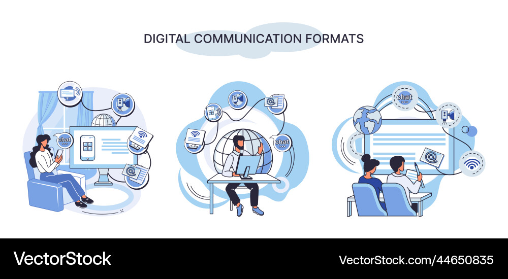 Digital communication formats metaphor content vector image