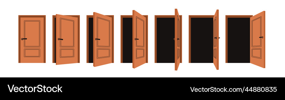 Door Openings - Ajar to Fully Open Vector Image