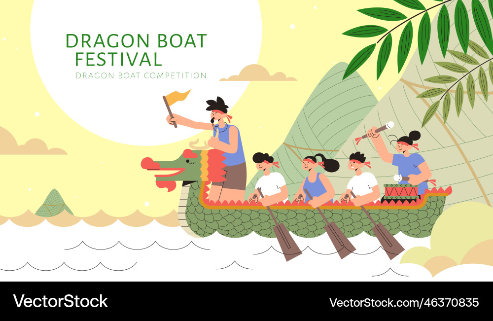 Dragon boat racing team Dragon boat racing team vector image