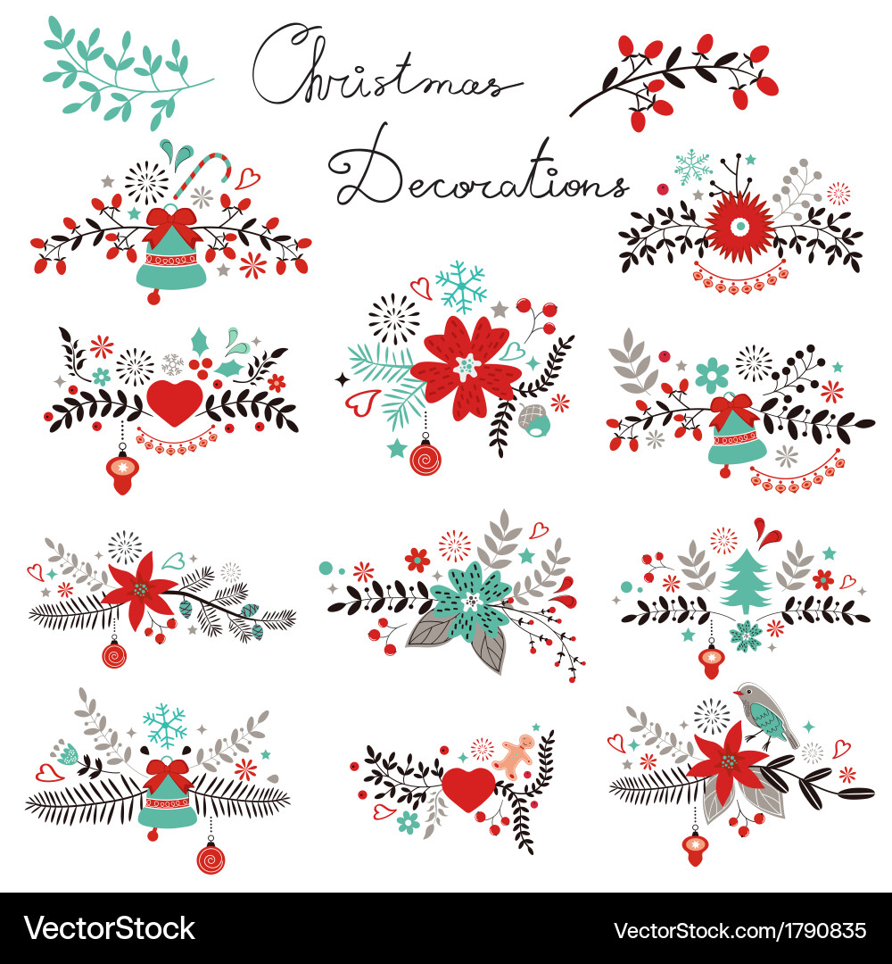 Festive Christmas Ornaments Vector Image