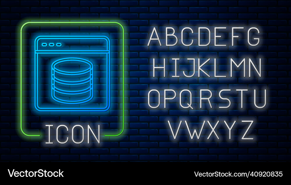 Glowing neon server data web hosting icon Glowing neon server data web hosting icon vector image