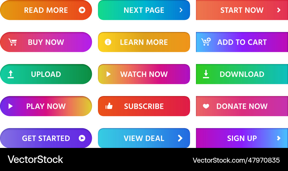 Gradient buttons rectangular next page button Gradient buttons rectangular next page button Vector Image
