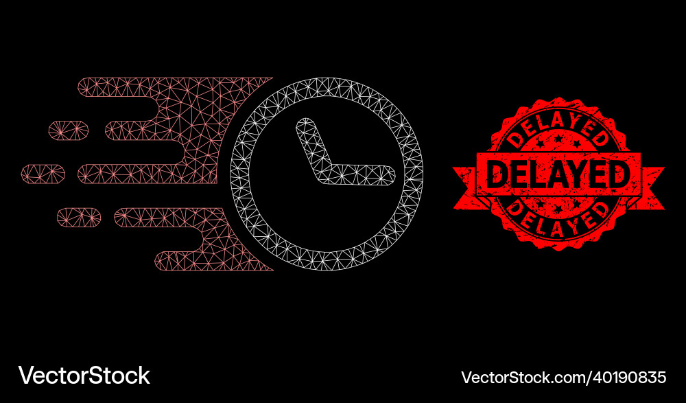 Grunge delayed stamp and polygonal net clock Grunge delayed stamp and polygonal net clock vector image