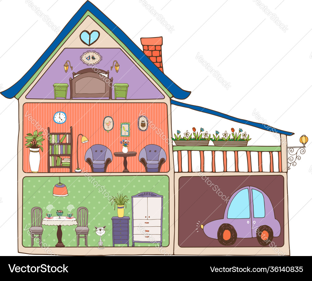 Home interior design and decor – Royalty-Free Vector | VectorStock, image size:1000x901