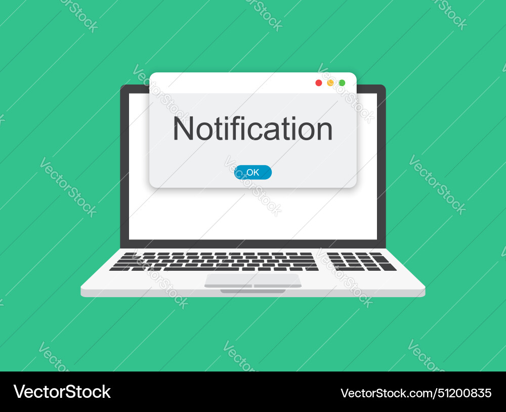 Laptop notification icon in flat style computer Laptop notification icon in flat style computer vector image