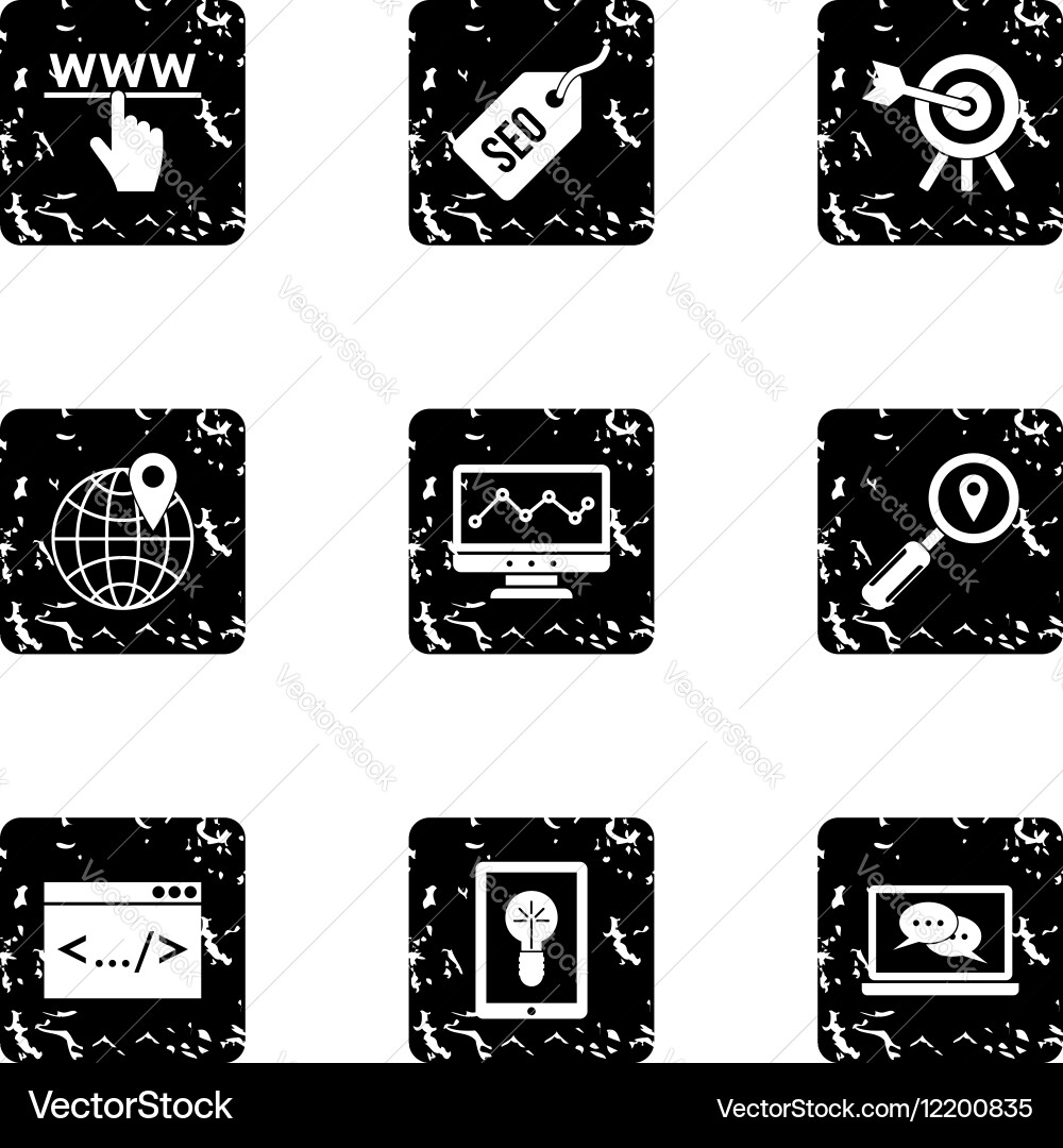 Optimization icons set grunge style Vector Image