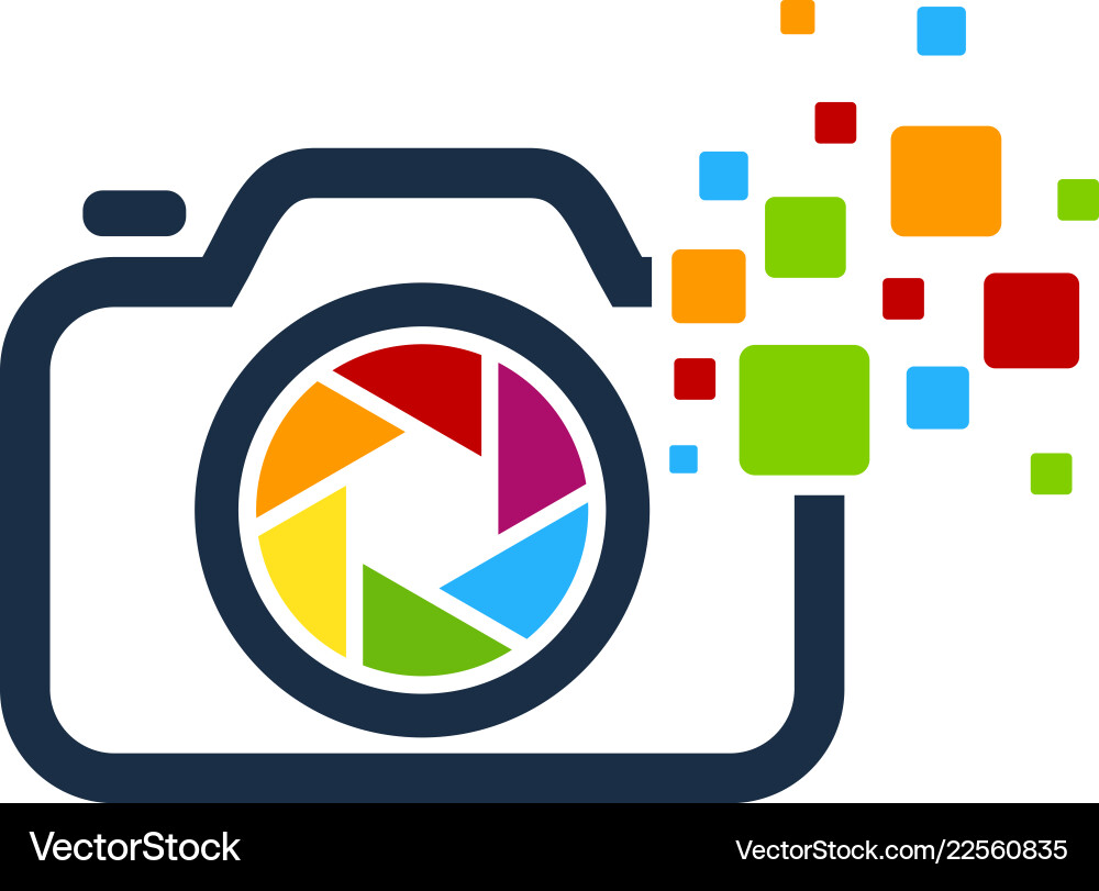 Pixel camera logo icon design Royalty Free Vector Image