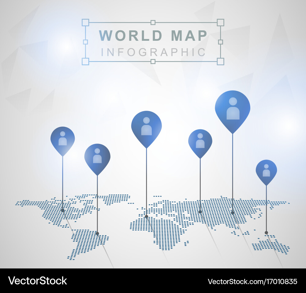 Pointer World Map with Circles vector image