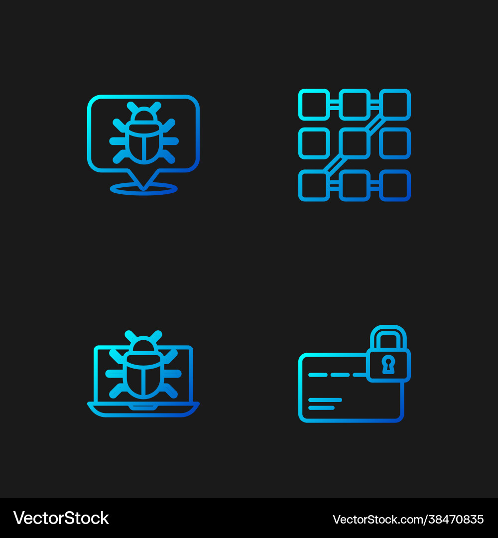 Set line credit card with lock system bug Set line credit card with lock system bug vector image